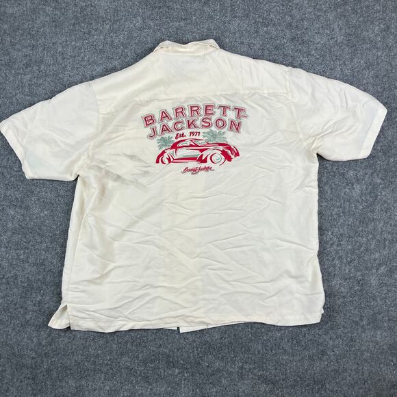 Barrett Jackson Shirt Mens 2XL Cream Rayon Embroidered Short Sleeve - Picture 3 of 9